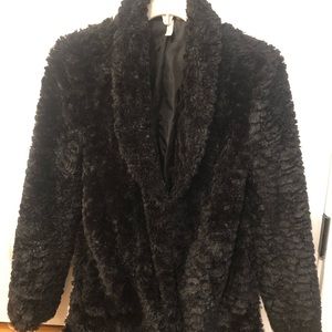 Black faux fur coat